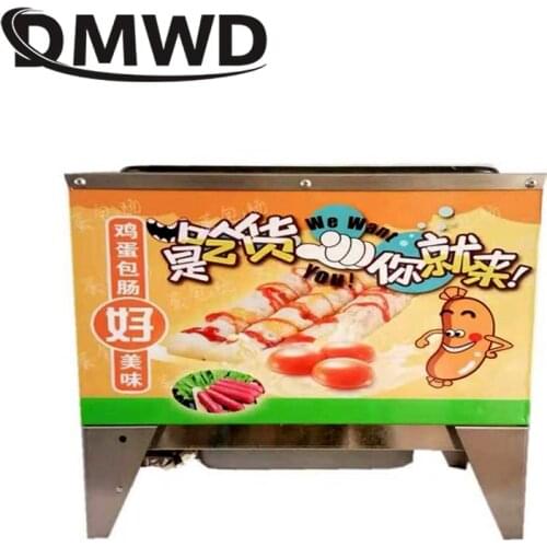 DMWD Commercial Gas Baked Egg Sausage Maker 10 holes Hot dogs Baking Machine Omelet Breakfast Eggs Roll Maker Omelette Master