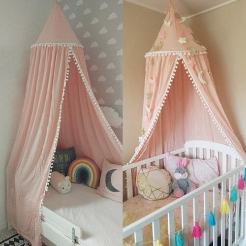 Cotton Baby Canopy Mosquito Net Girls Princess Bed Curtains Children Play Tents Newborn Infant Crib Netting Kids Room Decoration