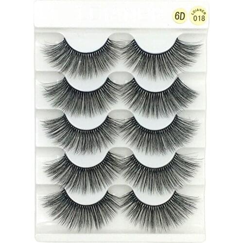 Hot Sale 5Pairs 6D Mink Hair False Eyelashes Handmade Natural/Thick Long Wispy Eyelashes Womens Makeup Beauty Extension Tools