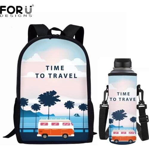 FORUDESIGNS Fashion School Bags Set Teenage Girls Schoolbags Backpacks Vacation Travel Design Daypack Water Bottle Covers Bolsa