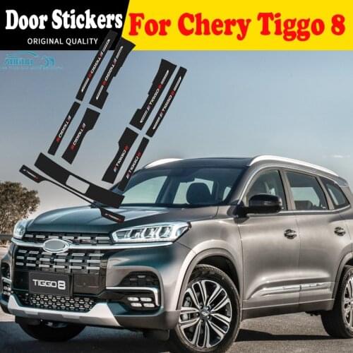 Car Door Sill Leather Stickers For Chery Tiggo 8 Protection Plate Carbon Fiber Threshold StripInterior Decoration Accessories