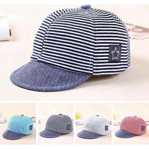 Summer Cute Newborn Baby Girl Boy Hat Infant Striped Sun peak cap Soft Cotton Beret Hat Adjustable Fit Baby 0-3Years