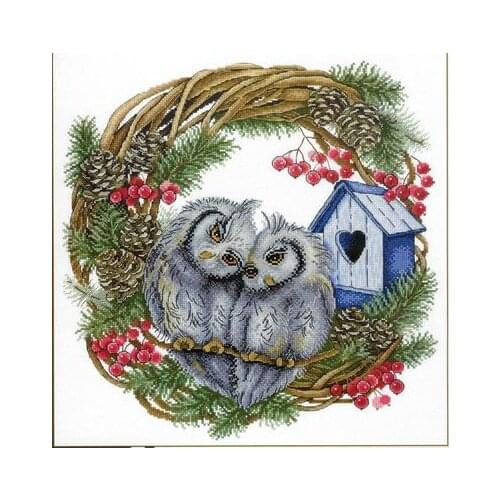 M.p.hb-712 owl friends Cross Stitch Set Cross-stitch Kit Embroidery Needlework Craft Packages Cotton Fabric Floss
