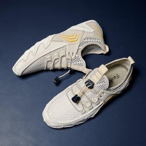 Mens Shoes Casual Mesh Mesh Shoes Mens Summer 2021 New Breathable Deodorant Sandals Outdoor Sports Leather Peas Shoes