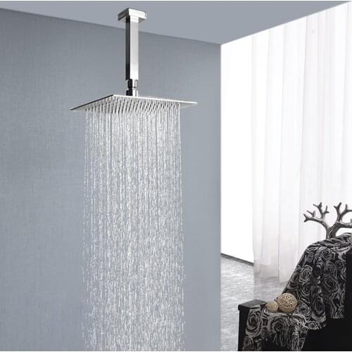 Rainfall Shower Head Brushed Stainless Steel Bathroom Ceiling Mounted Wall Mount 8/10/12" Inch Round or Square Top Shower Head