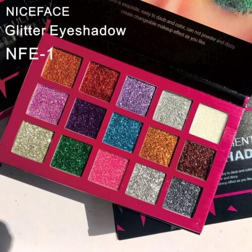 NFE1 Niceface 15 colors Glitter Eye Shadow Face Makeup Glitter Eyeshadow Make Up Cosmetic Pigment Glitters