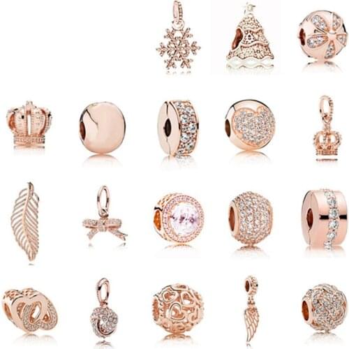 NEW Fashion 925 Rose Gold Sterling Silver Beads Charm Embrace With Cubic Zirconia Fit Essence Bracelet Diy Jewelry Free Mail