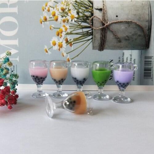 6pcs Pearl Milk Tea Goblet Resin Charms Pendants Beverage Cup Floating For DIY Necklace key Chain Jewelry Making Shooting Props