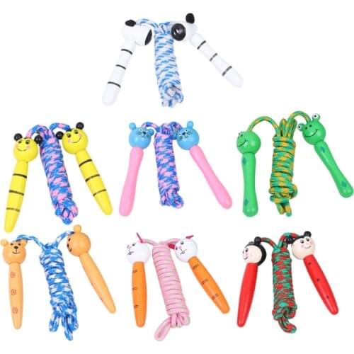 094C Adjustable Kids Skipping Rope with Wooden Handle for Fitness Outdoor Exercise