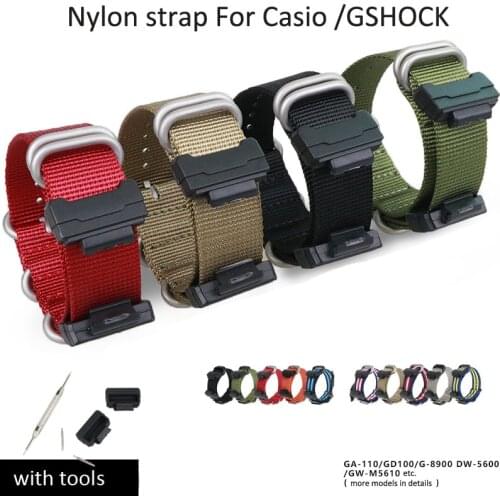Breathable Nylon Watch Strap for G-SHOCK Watch Band Wristband for Casio GA GD G GW DW GLS 5600 110 with Tools and Connector DKNL