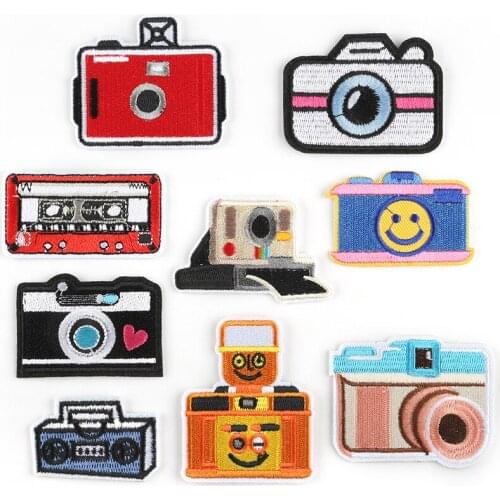 Retro Cute Camera Diy Stickers Iron on Sew on Patch Clothing Apparel Decorative Decals Accessory