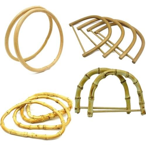 13cm/15cm Bag Handles Round Bamboo Bag Handles Wood Handcrafted Vintage Handbag Replacement DIY Accessories For Bags Anse De Sac