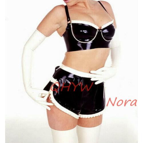 Sexy Latex Underwear Bras&Shorts Briefs Handmade Women Short Exotic Rubber Underwear Women Panties&Bras(no gloves)