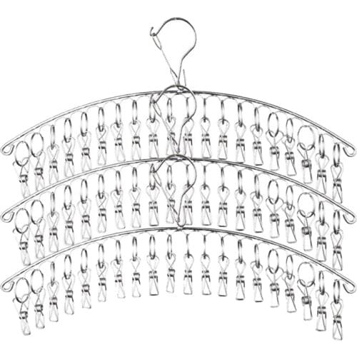 Stainless Steel Clothes Drying Rack,Laundry Clothes Hanger(with 20 Clips),for Drying Socks,Bra,Towels,Underwear,3 Pack