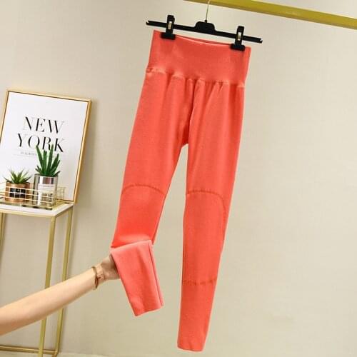 Winter Female Plus Size Elastic Waist Double-sided Fleece Seamless Thermal Underwear Bottoms Heated Sexy Orange Warm Women Intim