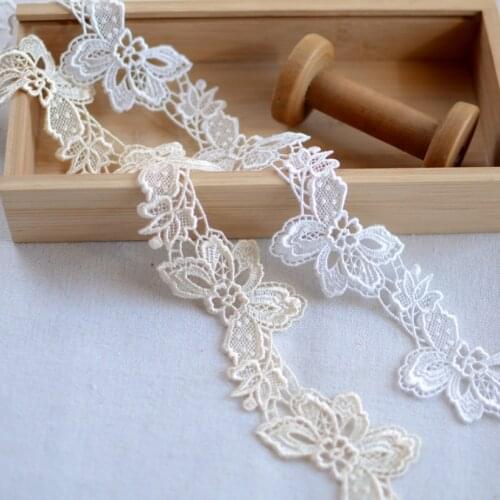 1 Meter Width 4.8cm Water Soluble Lace Applique Trim Crafts Sewing Ivory Beige Lace Trimming Fabric DIY Cheongsam Dress Material