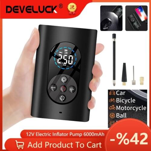 Car Air Compressor Inflator Pump With LED Lamp 4000mAh Mini Wireless Auto Tire Electric Air Pump For Car Motorcycle Bicycle ball