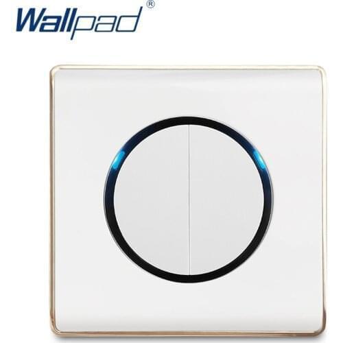 Wallpad 2 Gang 1 Way Random Click Wall Light Switch With LED Indicator White PC Panel For Home