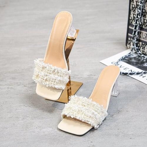 New Women Slipper Pearl Slippers Flat With Indoor Spring Shoes For Female ZA Shoes Large Size 42