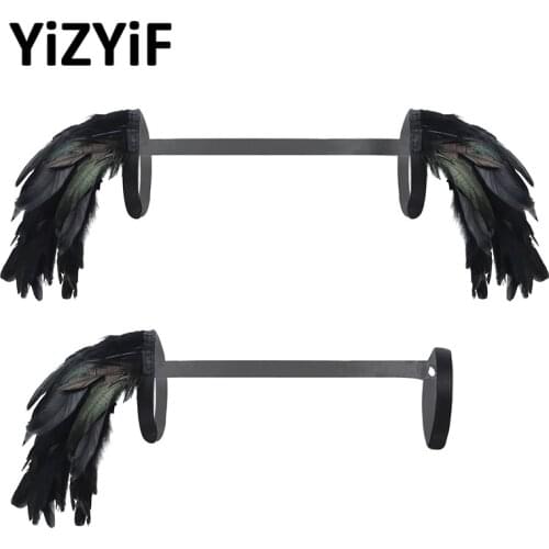 Gothic Feather Scapular Victorian One/Double Shoulder Feather Cape Shawl Scapular Epaulet Shrug Shoulder Wrap Halloween Costume