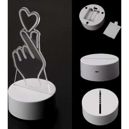 1 Set USB Novelty 7 Colors Changing Finger Heart LED Night Light 3D Desk Table Lamp Home Decor