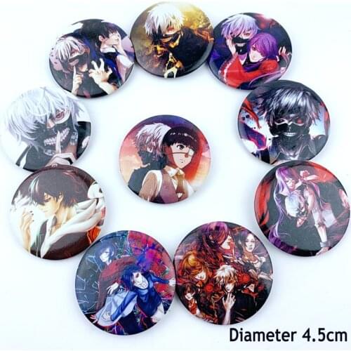 10Pcs/Set Anime Tokyo Ghoul Kaneki Ken Figure Badges Pins Button Brooch Chest Ornament Of Clothing Accessoies Cosplay Collection