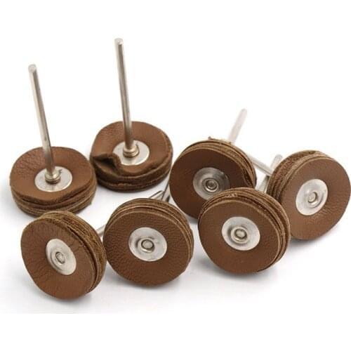 10pcs/lot 2.35mm Cowhide Leather Grinding Heads Abrasive Amber Bright Mirror Jade Carving Mill Polished Sanding Tool Accessories
