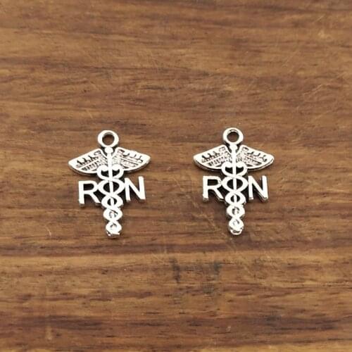10pcs Rn Medical Sign Charms 20*15mm Tibetan Silver Plated Pendants Antique Jewelry Making DIY Handmade Craft