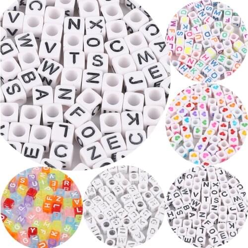 100Pcs/lot 6mm Acrylic Beads Square Russian Alphabet Letter Beads For Hanmade Craft Making DIY Scrapbook Decoration