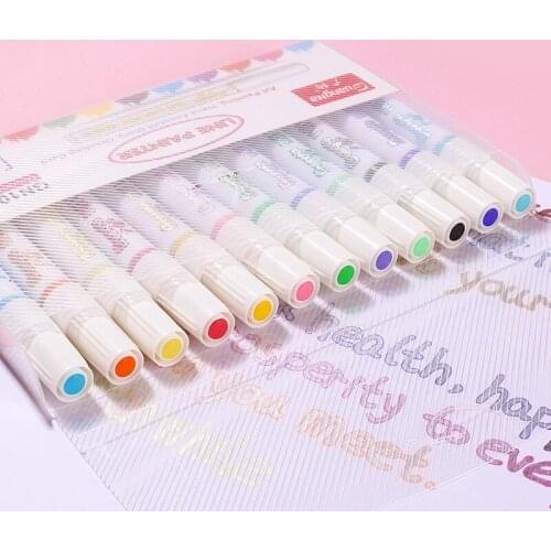 12pcs/set Double Line Pen Metallic Color Magic Outline Marker Pen DIY Album Marking Pens for Painting Office School Supplies
