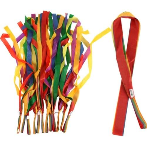 12 PCS/lots Art Gymnastic Dance Ribbon Gymnastics Gym Rhythmic Ballet Streamer Exercises Ribbons Fitness Rainbow Color For Girls