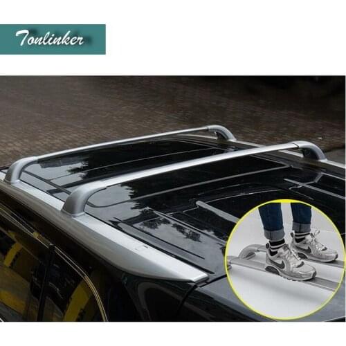 Tonlinker 4PCS Car styling aluminum alloy Cross roof bar luggage racks/roof rail Stickers for TOYOTA HIGHLANDER 2015 accessories