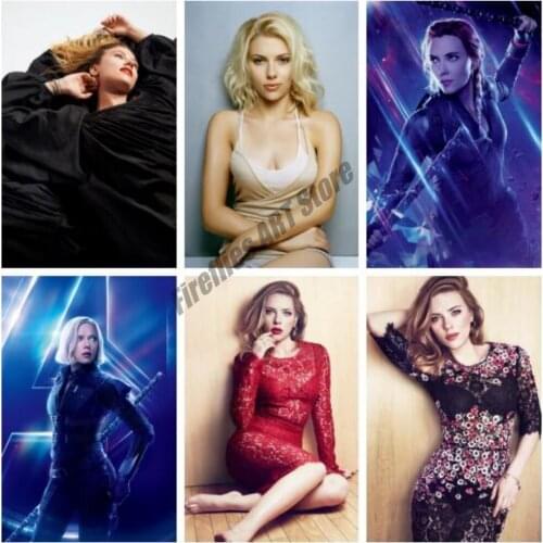 DIY 5D Diamond Painting Cross Stitch Kits Full Round Black Widow Marvel Superhero Movie Mosaic Diamond Embroidery Home Decor