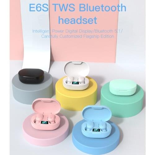 E6S Bluetooth Headset Smart Digital Display TWS Wireless Headphone Mini HIFI Earbuds Stereo in-Ear Waterproof Sports With Mic