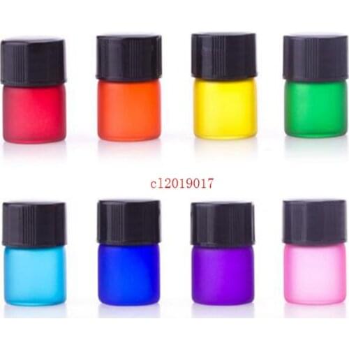 Colorful 2000PCS/lot 1ML 1/4 Dram Frosted Mini Perfume Glass Bottle, 1CC Sample Vial, Small Essential Oil Bottle