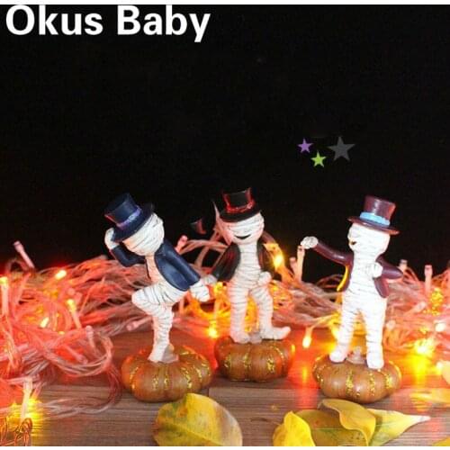3Pcs Halloween Decorations Music And Dance Mummy Statues Childrens Toys In Car Interesting For Kids Gift