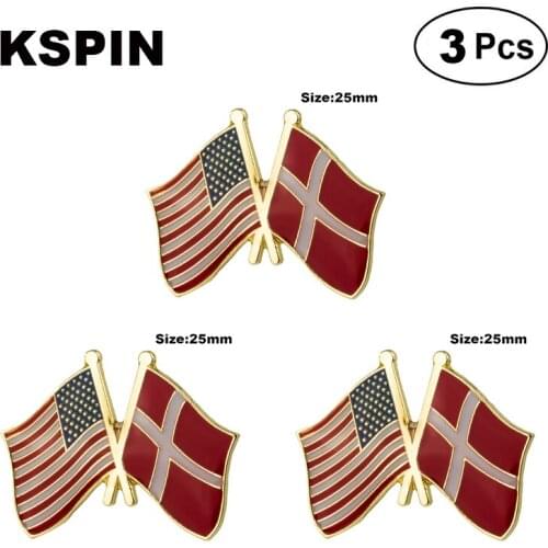 U.S.A.& Denmark Frendship Lapel Pin Brooches Pins Flag badge Brooch Badges