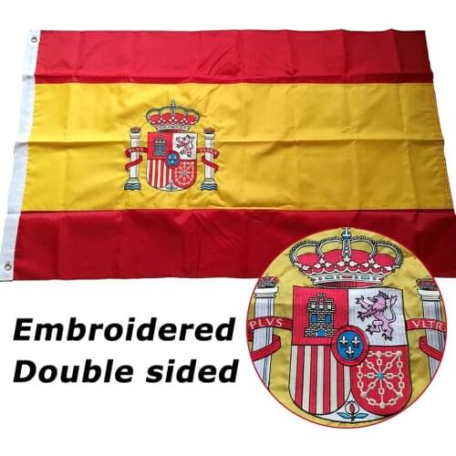 Double-sided Embroidered Sewn Spain Flag Banner Spanish National Flag Embroidery World Country Banner Oxford Fabric