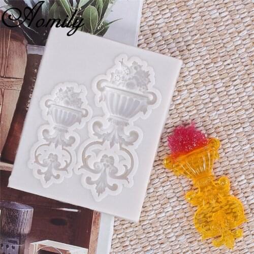 Aomily European Parterre Flower Pot DIY Cake Molds Baking Pastry Chocolate Candy Jelly Cake Mould Silicone Fondant Molds Bakery