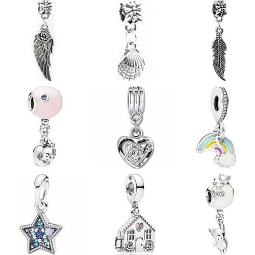 European Luxurious Rainbow House Shell Feather Pineapple Sheep Heart Beads Fit Pandora Charms for Women Making Trinket Jewelry