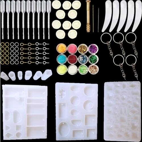 QIAOQIAO DIY Pendant Jewelry Casting Molds, Silicone Resin Jewelry Molds Set DIY Making Tool Crafting Pendant Earrings