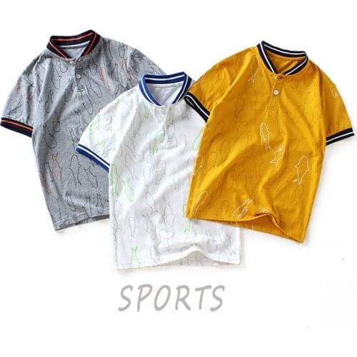 Childrens T-shirt New Korean V-neck short sleeve T-shirt in summer, big childrens chest and short sleeves for boys