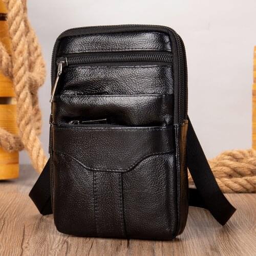 GROJITOO New mens satchel leather Single Shoulder Bag fashion mobile phone bag for men top layer cowhide boys' bag small bag