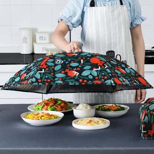 Nordic Oxford Insulated Aluminum Foil Food Dust Cover Keeping Warm Folding Food Lid Dustproof Anti Mosquito Cover Kitchen Tool