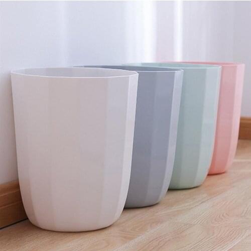 1pc Household Trash Can Open Trash Basket Plastic Basket for Bathroom Bedroom Kitchen (Pink)