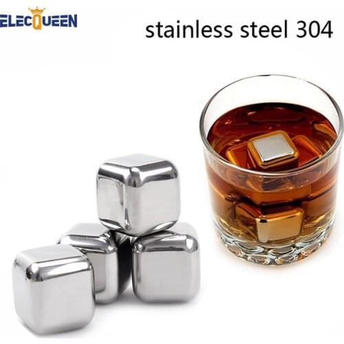 4pcs/lot,Health Stainless Steel Whiskey Ice Cubes Soapstone Glacier Cooler Stone