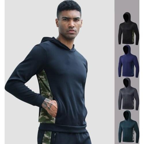 Running Jacket Men Sports Coat Fitness Long Sleeve Hooded Tight Hoodies Windproof Quick-dry Winter Sport Men Gym Training Jacket