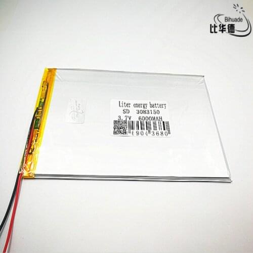 Liter energy battery Good Qulity 3.7V,6000mAH 3083150 Polymer lithium ion / Li-ion battery for tablet pc BANK,GPS,mp3,mp4