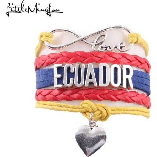 Little MingLou Infinity love Ecuador Bracelet heart charm leather wrap men bracelets & bangles for women jewelry hometown gift
