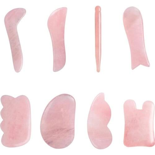Natural Jade Gua sha Stone Board Massage Rose Quartz Guasha Plate Jade Face Massager Scrapers Tools For Face Neck Back Body